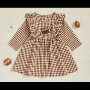 Brown Checkered Kids Dress